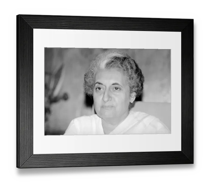 Framed Print : Indian Prime Minister Indira Gandhi seen here in here office in the Parliament building