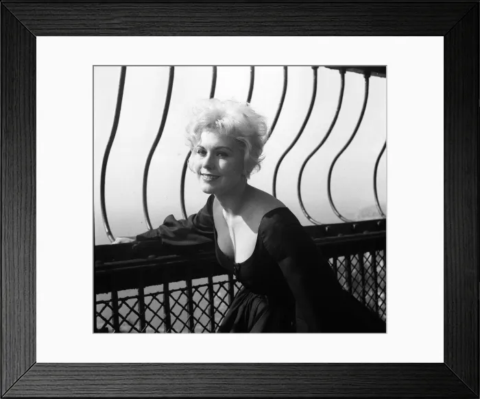 Framed Print : Actress Kim Novak at the top of Blackpool Tower 1956 Framed Print : Actress Kim Novak at the top of Blackpool Tower 1956