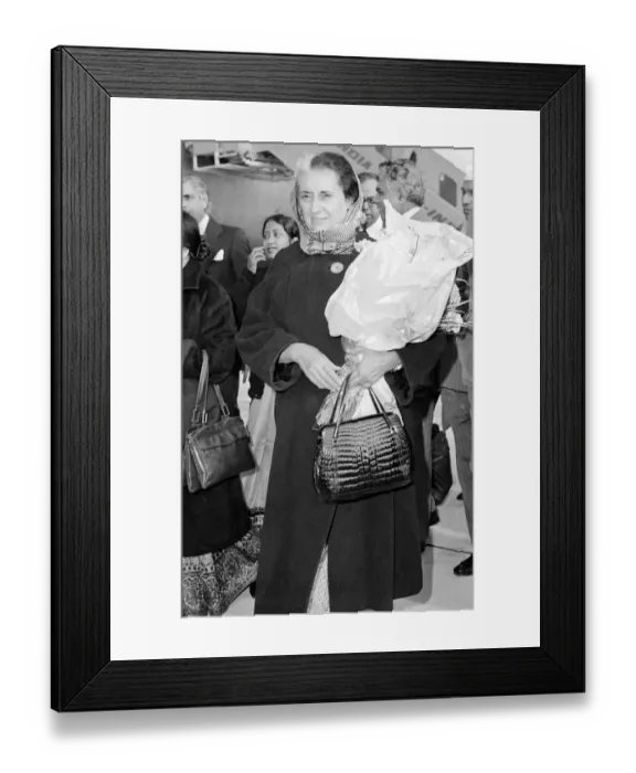 Framed Print : Mrs Indira Gandhi Indian Prime Minister seen here arriving at Heathrow airport