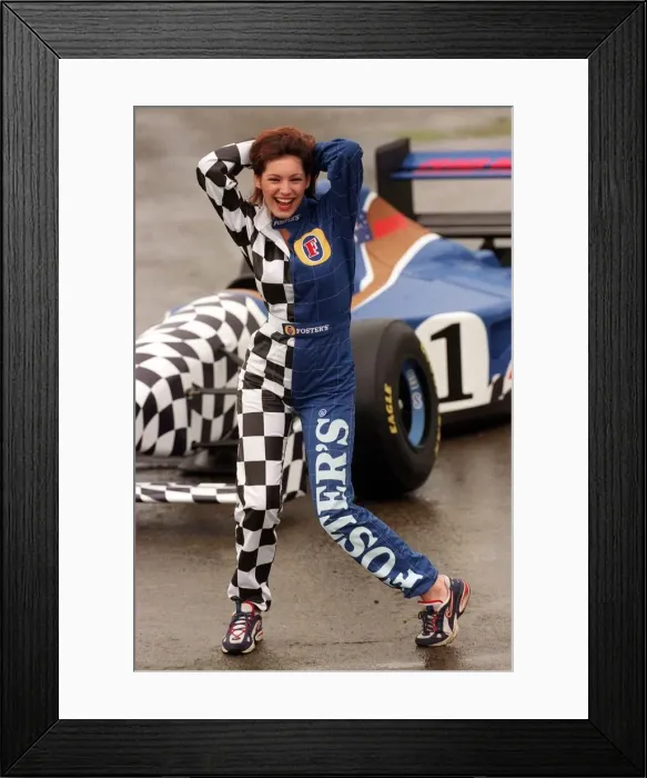 Framed Print : Kelly Brook Scottish model launches roadshow May 1998 for Formula One racing cars