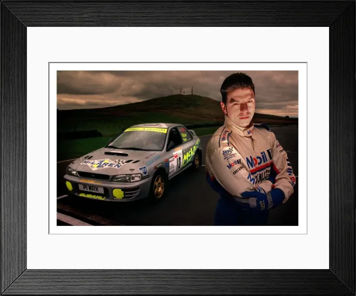 Framed Print : Knockhill race course rally driver May 1998 arms folded