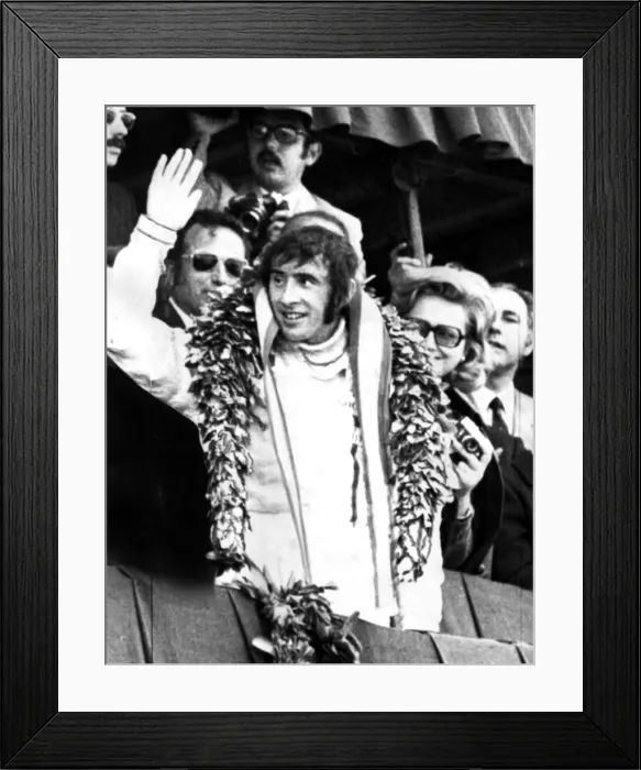 Framed Print : JACKIE STEWART SCOTTSH RACING DRIVER AFTER WINNING GRAND PRIX WORLD CHAMPION