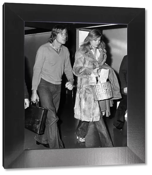 James Hunt with girlfriend Jane Birbeck at Heathrow Airport after returning from Canada