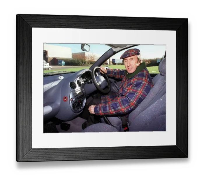 Framed Print : Jackie Stewart inside his Ford Ka January 1998 Framed Print : Jackie Stewart inside his Ford Ka January 1998