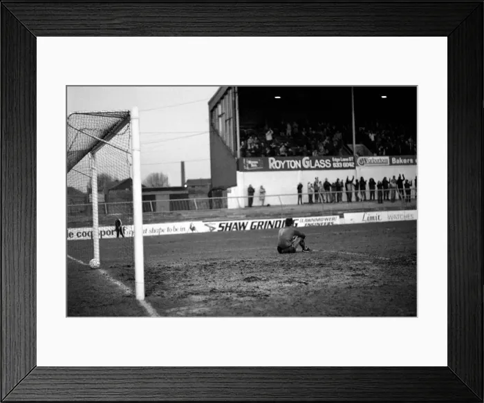 Framed Print : English League Division Two match Oldham Athletic 3 v Derby County 0 January Framed Print : English League Division Two match Oldham Athletic 3 v Derby County 0 January