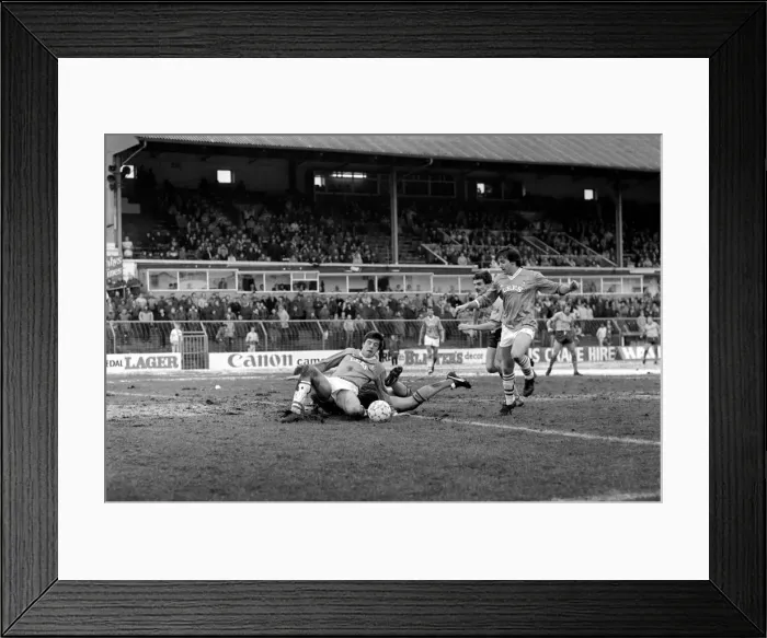 Framed Print : English League Division Two match Oldham Athletic 3 v Derby County 0 January