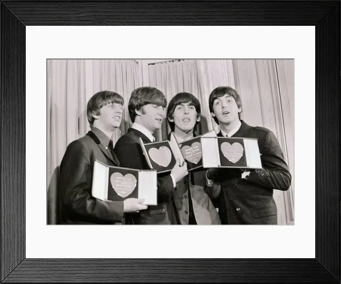 Framed Print : The Beatles with their Variety Club Awards 19th March 1964 L-R Ringo Starr John Framed Print : The Beatles with their Variety Club Awards 19th March 1964 L-R Ringo Starr John
