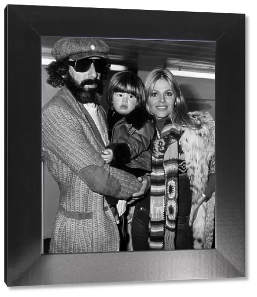 Britt Ekland actress with Lou Adler and son Nicholai in 1974