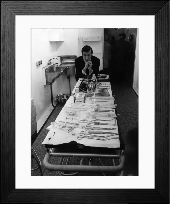 Framed Print : Jackie Stewart racing driver in the mobile hospital 1967 International Grand Prix Framed Print : Jackie Stewart racing driver in the mobile hospital 1967 International Grand Prix