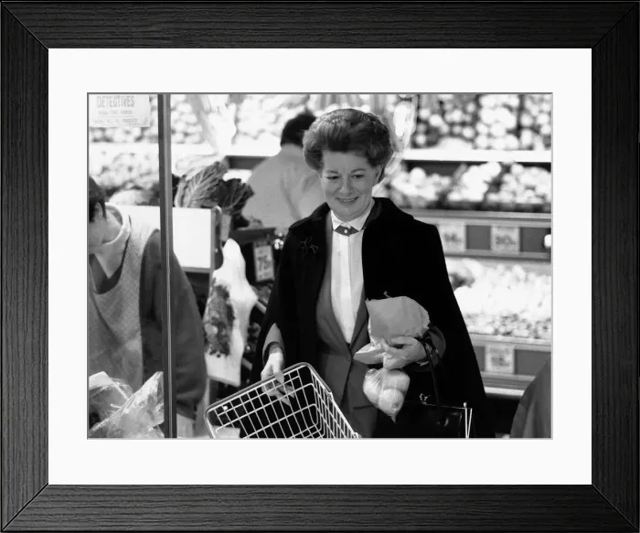 Framed Print : Jean Alexander British actress shopping 1987