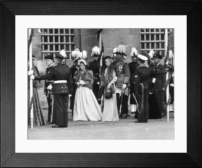 Framed Print : Princess Margaret arriving at Queen Julianas (right Framed Print : Princess Margaret arriving at Queen Julianas (right