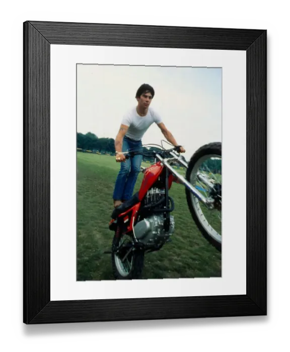 Framed Print : Eddie Kidd motorcycle stuntman June 1979