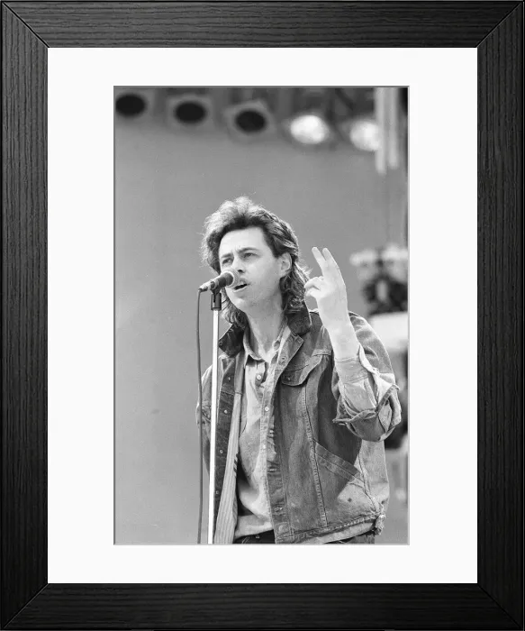 Framed Print : Bob Geldof performing at the Live Aid Concert July 1985 at Wembley Framed Print : Bob Geldof performing at the Live Aid Concert July 1985 at Wembley