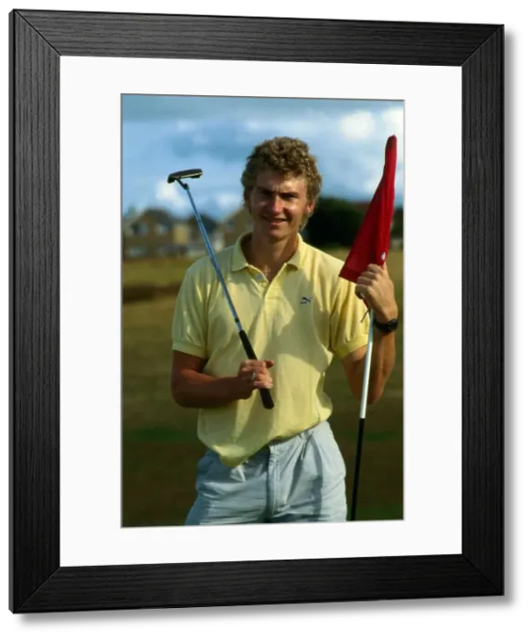 Framed Print : Brian Whittle holding golf club and flag August 1989 Framed Print : Brian Whittle holding golf club and flag August 1989