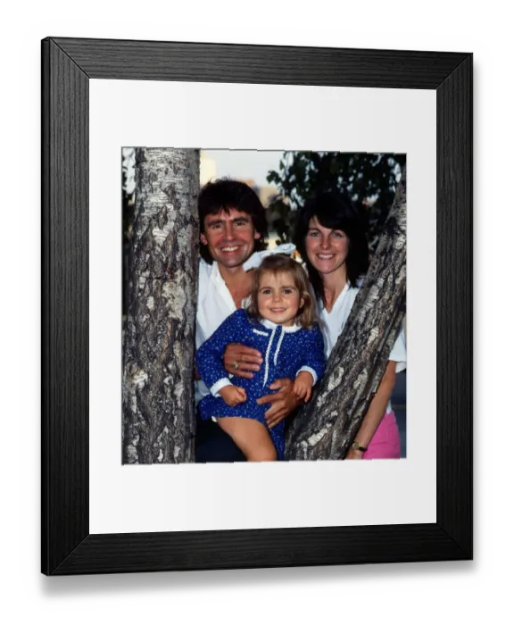 Framed Print : Davy Jones with his wife and daughter February 1985