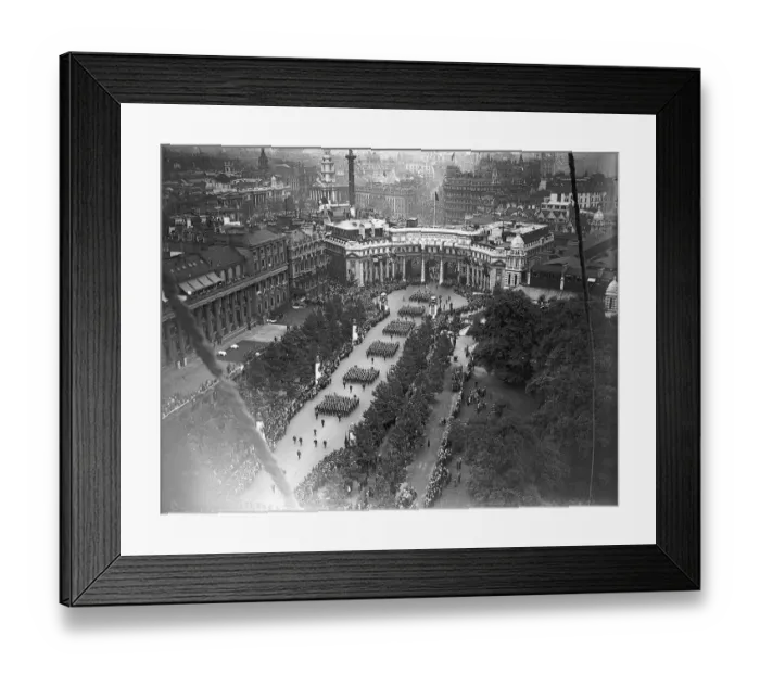 Framed Print : London Victory March Passing Admirality Arch Picture taken from balloon Framed Print : London Victory March Passing Admirality Arch Picture taken from balloon