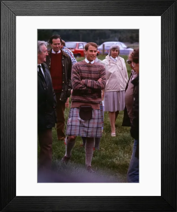 Framed Print : Prince Edward on a visit to Scotland April 1990 kilt tartan Framed Print : Prince Edward on a visit to Scotland April 1990 kilt tartan