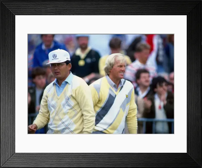 Framed Print : Greg Norman with Tommy Nakajima July 1986