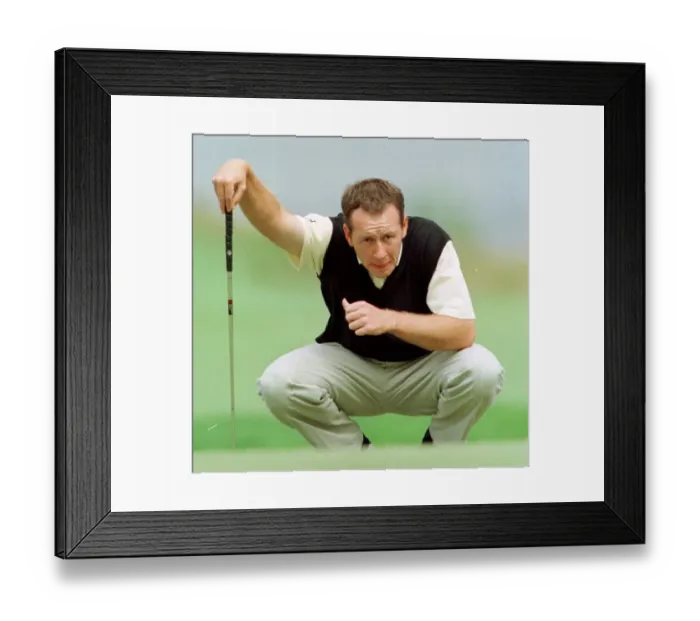 Framed Print : Gary Orr Loch Lomond golf tournament July 1998 lining up shot