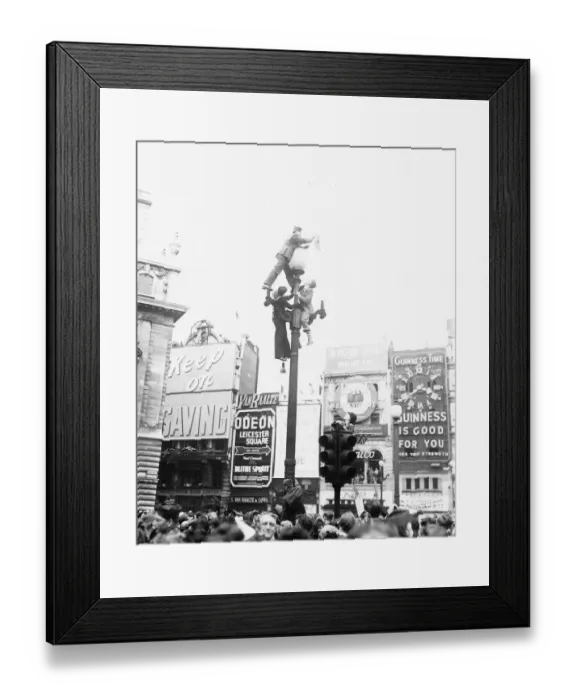 Framed Print : Piccadilly Circus London at the end of World War 2. 1945