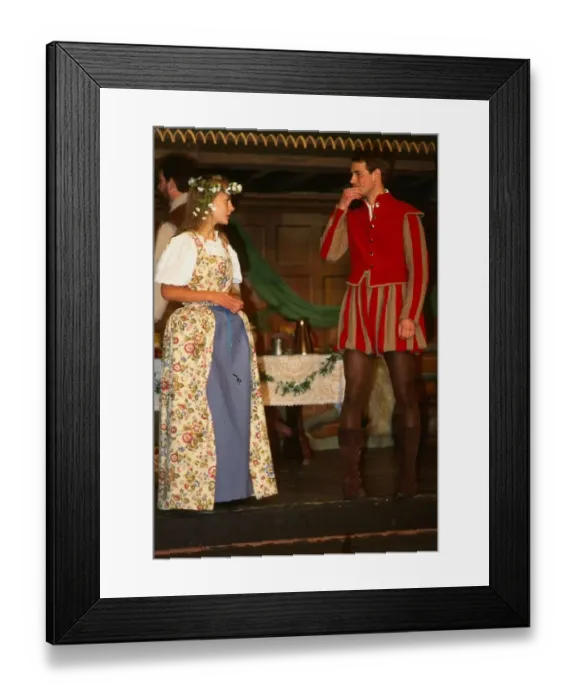 Framed Print : Prince Edward with Hannah Welfare in a play August 1987 acting at Haddo house Edinburgh