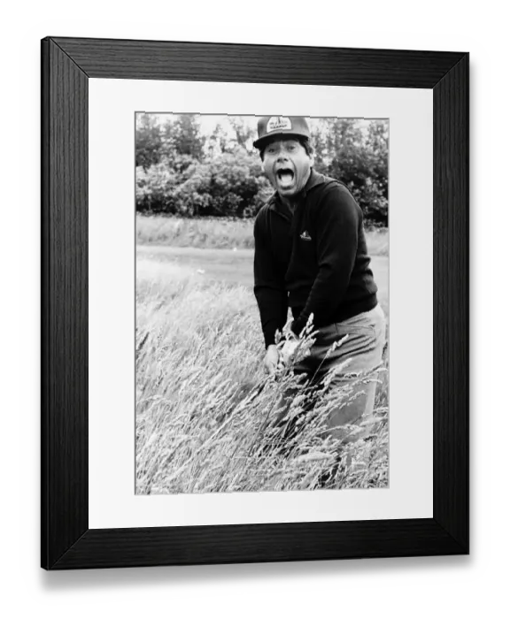 Framed Print : Lee Trevino with an open mouthed look of shock which conveys his feelings about