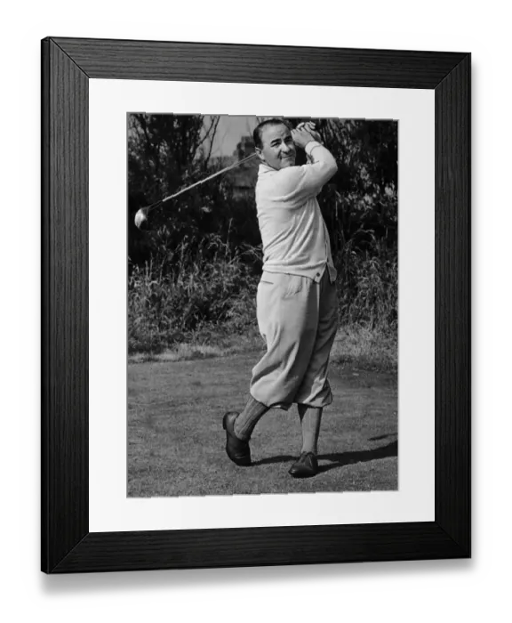Framed Print : Gene Farayer golfer playing golf shot from tee swing wood club
