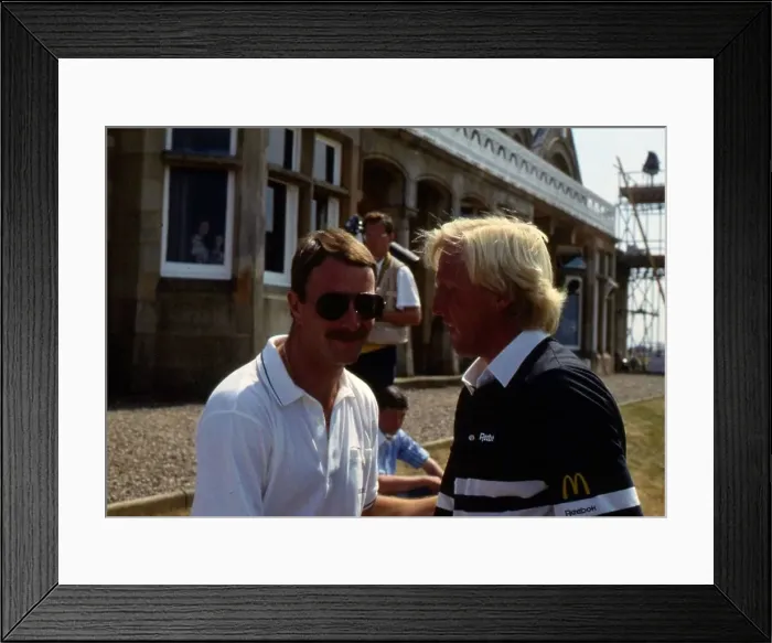 Framed Print : Nigel Mansell with Greg Norman July 1989 Framed Print : Nigel Mansell with Greg Norman July 1989