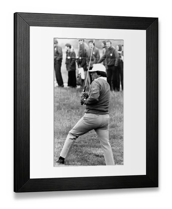 Framed Print : Lee Trevino contemplates the shot he has just taken golf