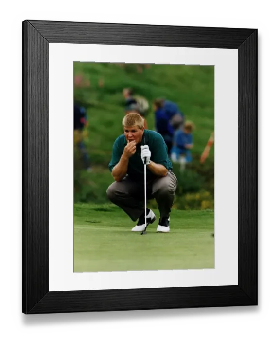 Framed Print : John Daly kneels to contemplate shot holding putter golf Scottish Open at Gleneagles Framed Print : John Daly kneels to contemplate shot holding putter golf Scottish Open at Gleneagles