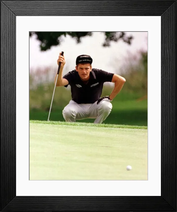 Framed Print : Loch Lomond Golf Tournament July 1999 golfer Jesper Parnevik lines up a shot Framed Print : Loch Lomond Golf Tournament July 1999 golfer Jesper Parnevik lines up a shot