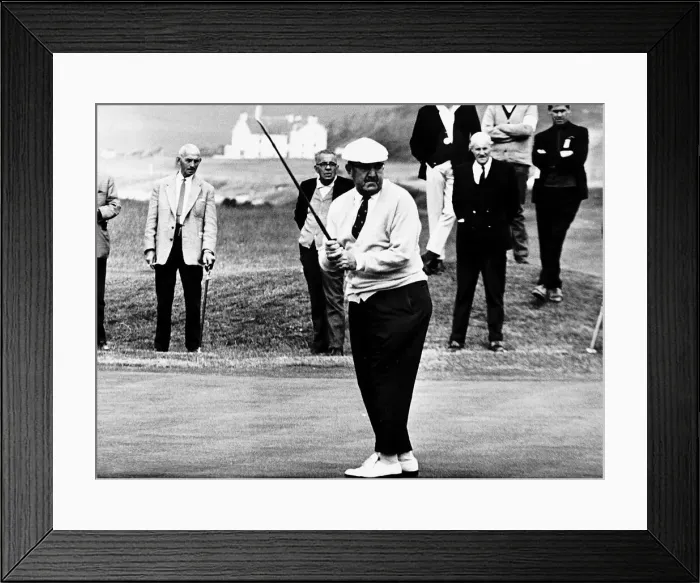 Framed Print : Bobby Locke contemplates his putt golf