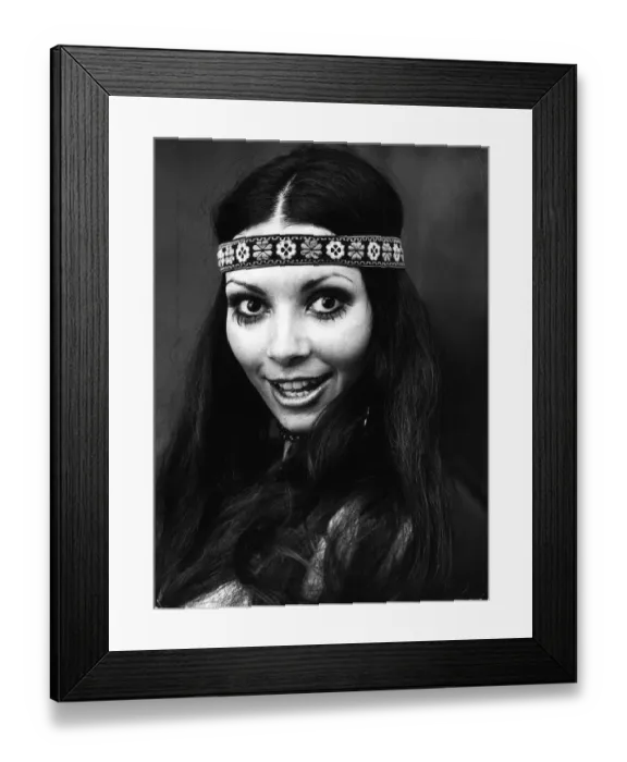 Framed Print : Joni Flynn aged 21 from Edinburgh Daily Record Cover Girl 1971 wearing headband