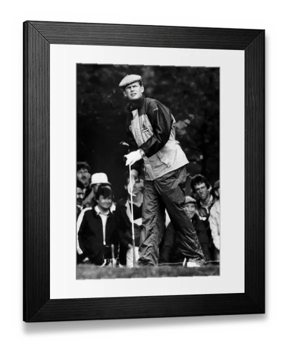 Framed Print : Sandy Lyle golfer watching shot from tee holdng golf club