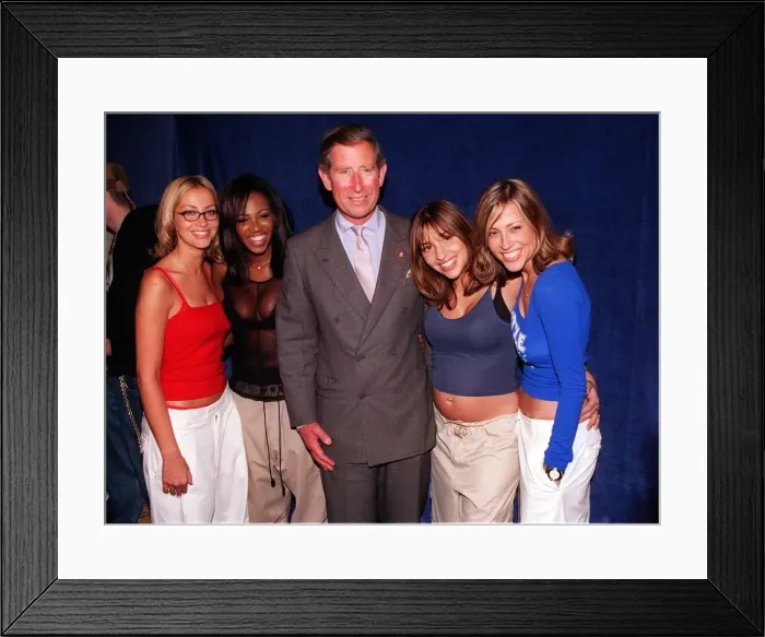 Framed Print : Prince Charles meets All Saints Pop Group at party in the Park July 1998