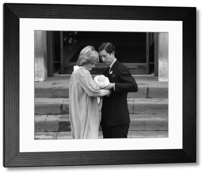 Framed Print : Prince William Collection 1982 Prince Charles, the Prince of Wales holds his Framed Print : Prince William Collection 1982 Prince Charles, the Prince of Wales holds his