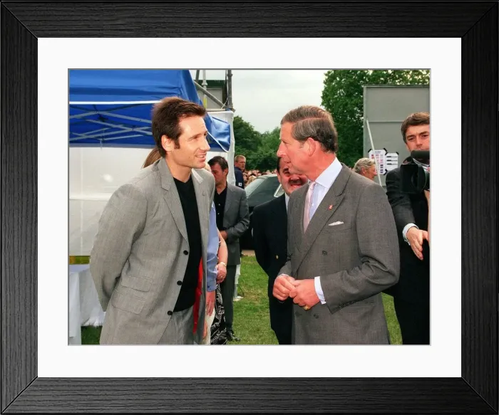 Framed Print : Pricne Charles meets David Duchovny at the Party in the Park for the Prince