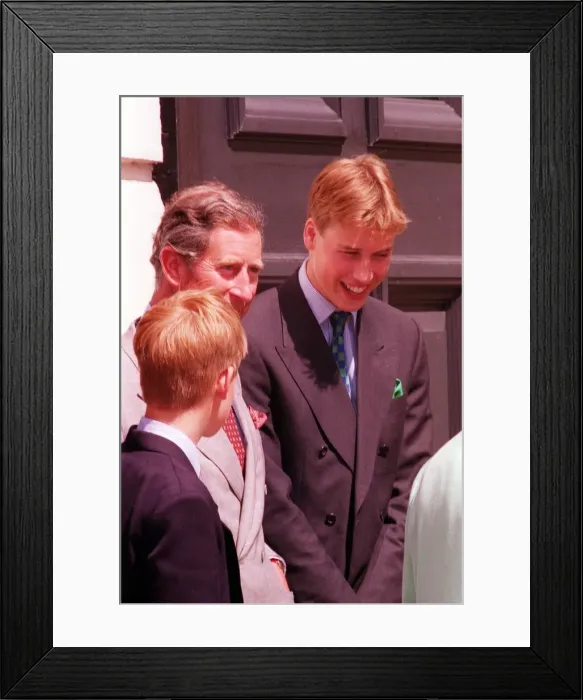 Framed Print : Prince William at Clarence House August 1998 smiles as he chats with his father Framed Print : Prince William at Clarence House August 1998 smiles as he chats with his father