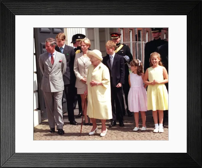 Framed Print : Queen Mother and family on her 1998th birthday Aug 1998 The Queen Mother along with Framed Print : Queen Mother and family on her 1998th birthday Aug 1998 The Queen Mother along with
