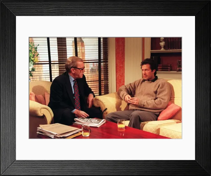 Framed Print : Imran Khan the ex Pakistani cricket captian in an interview with Sir David Frost