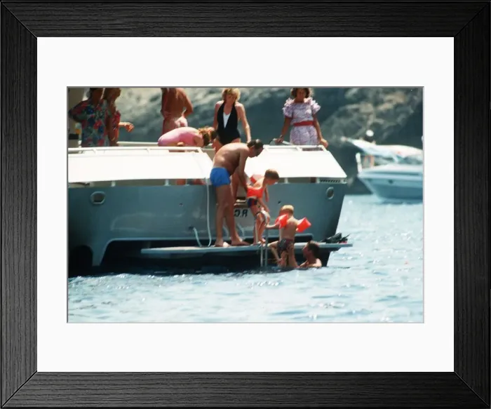 Framed Print : Prince Charles on holiday with his wife Princess Diana and his two children Harry Framed Print : Prince Charles on holiday with his wife Princess Diana and his two children Harry