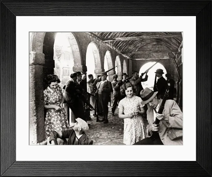 Framed Print : Parashooters of a Midland village assemble in the ancient market hall Framed Print : Parashooters of a Midland village assemble in the ancient market hall
