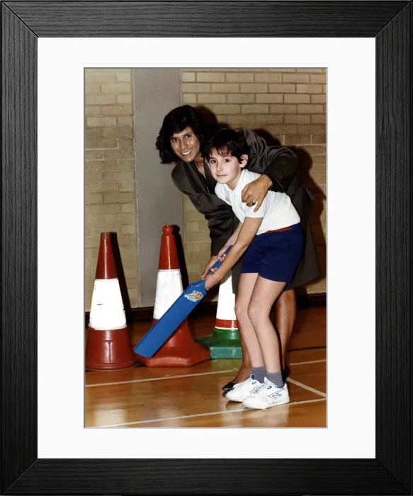 Framed Print : Fatima Whitbread Ex Olympic Champion Javelin Thrower with a child at a Physical