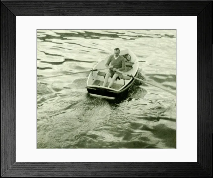 Framed Print : Admiral Somerville takes a ride in a row boat as a form of early morning exercise before Framed Print : Admiral Somerville takes a ride in a row boat as a form of early morning exercise before