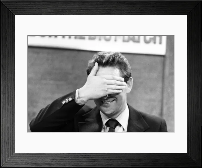 Framed Print : Derby County manager Brian Clough seen here in rehearsals as a football pundit on the ITV Framed Print : Derby County manager Brian Clough seen here in rehearsals as a football pundit on the ITV