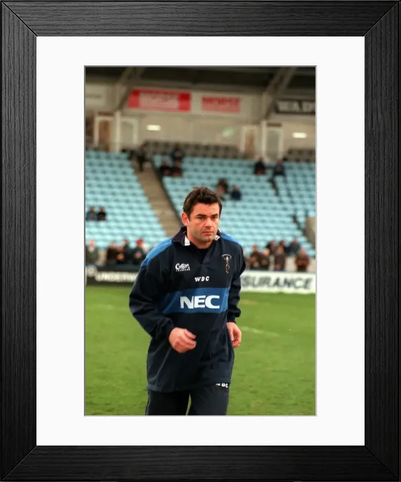 Framed Print : Will Carling Rugby February 99 Running on rugby pitch back playing for Harlequines