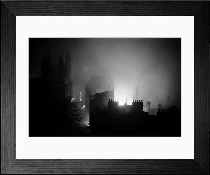 Framed Print : Fires at Temple taken from the roof of Cliffords Inn during a night of Bombing Framed Print : Fires at Temple taken from the roof of Cliffords Inn during a night of Bombing
