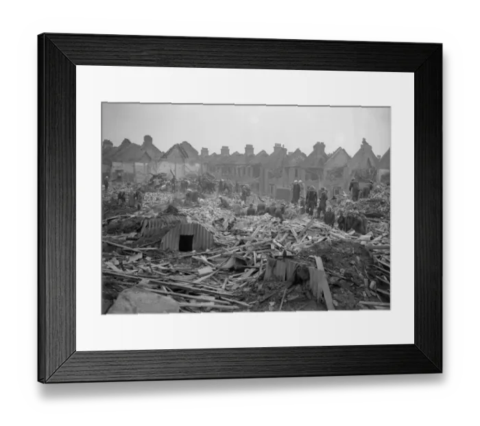 Framed Print : WW2 Air Raid Damage Bomb damage at West Hendon Circa February 1941