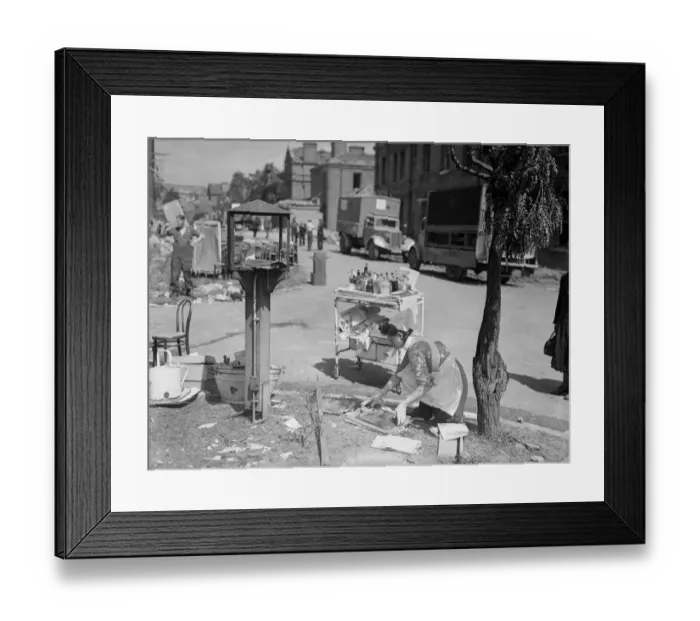 Framed Print : Air Raid Damage September 1944 Rocket raid at Norwood hospital A nurse picks Framed Print : Air Raid Damage September 1944 Rocket raid at Norwood hospital A nurse picks