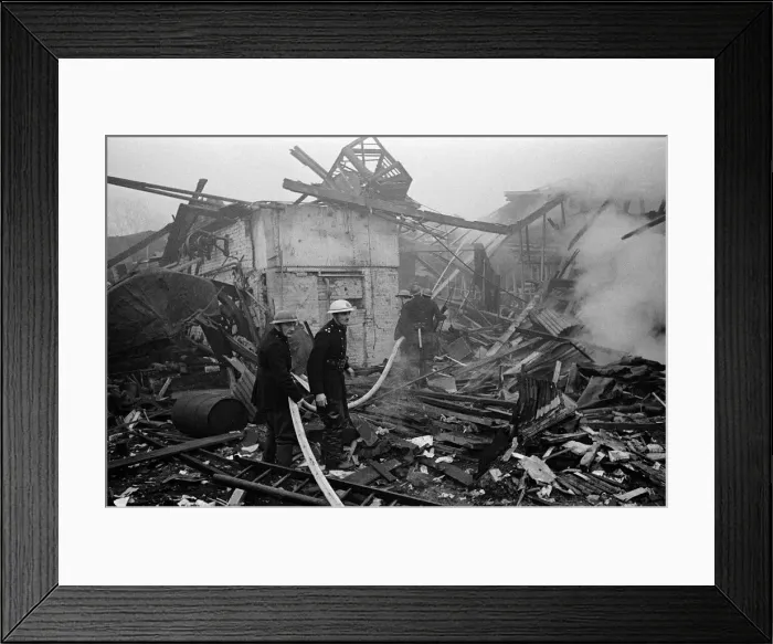 Framed Print : V2 Rocket incident at Brush Factory, High St, Waltham Cross. N. F Framed Print : V2 Rocket incident at Brush Factory, High St, Waltham Cross. N. F